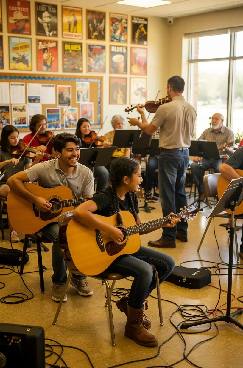 Visitors exploring interactive exhibits at a renowned music museum showcasing American cultural heritage.